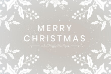 Merry Christmas Wish Vector Gray Floral Background