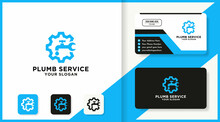 Faucet Gear Tool Combination Logo And Business Card Design