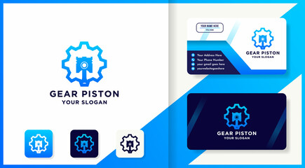 gear piston logo design and business card