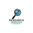 Research insight logo icon vector template. Research logo with simple and elegant magnifying glass symbol.