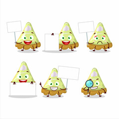 Poster - Slice of key lime pie cartoon character bring information board