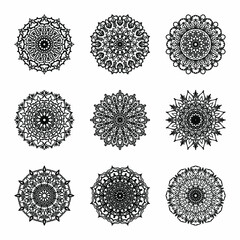 collections circular pattern in the form of a mandala for henna, mehndi, tattoos, decorations. decor