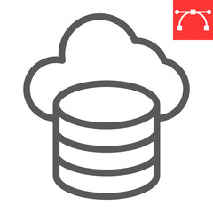 Poster - Big data line icon, database and connection, cloud computing vector icon, vector graphics, editable stroke outline sign, eps 10.