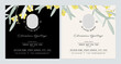 Floral memorial and funeral invitation card template design, brown and grey decorated with golden shower flowers and leaves