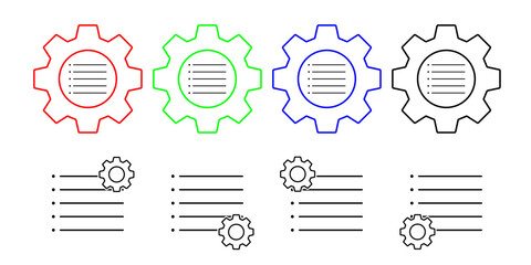 Poster - Format, list, text vector icon in gear set illustration for ui and ux, website or mobile application