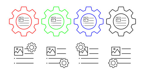 Poster - Align, image, left, text vector icon in gear set illustration for ui and ux, website or mobile application