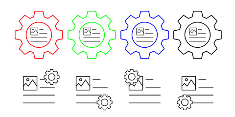Poster - Align, format, image, left vector icon in gear set illustration for ui and ux, website or mobile application