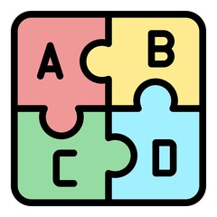 Canvas Print - Puzzles with the letter icon. Outline puzzles with the letter vector icon color flat isolated
