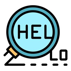 Poster - Hello and magnifier icon. Outline hello and magnifier vector icon color flat isolated
