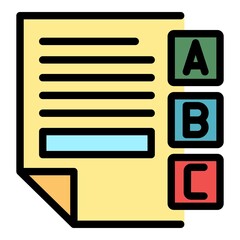 Poster - Examination sheet icon. Outline examination sheet vector icon color flat isolated