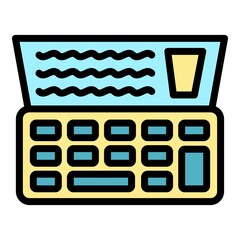 Poster - Cash register check icon. Outline cash register check vector icon color flat isolated