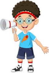 Poster - Cute little boy shouting in megaphone