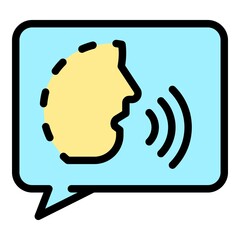 Poster - talking face in chat bubble. icon. outline talking face in chat bubble. vector icon color flat isola