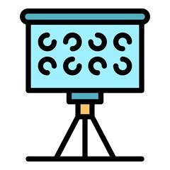 Poster - Flipchart with circles icon. Outline flipchart with circles vector icon color flat isolated
