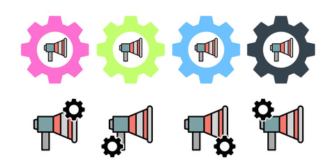 Poster - Marketing microphone vector icon in gear set illustration for ui and ux, website or mobile application