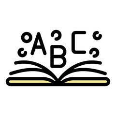 Poster - Open book abc icon. Outline open book abc vector icon color flat isolated