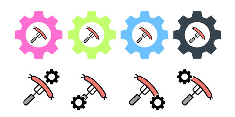 Poster - Food fork sausage vector icon in gear set illustration for ui and ux, website or mobile application