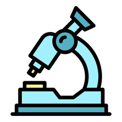 Poster - Microscope icon. Outline miroscope vector icon color flat isolated