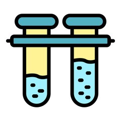 Poster - Two test tubes icon. Outline two test tubes vector icon color flat isolated