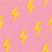 Pink Seamless Pattern Background, Lightning Bolt Illustration Vector