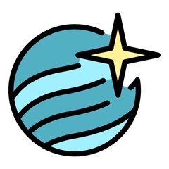 Poster - Planet and star icon. Outline planet and star vector icon color flat isolated