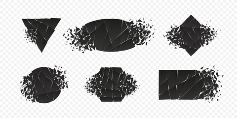 Wall Mural - shape explosion broken and shattered flat style design vector illustration set isolated on transpare