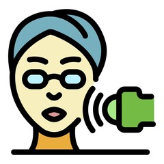 Poster - Face and peeling device icon. Outline face and peeling device vector icon color flat isolated