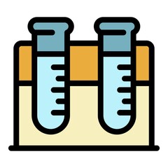 Poster - Two test tubes on a stand icon. Outline two test tubes on a stand vector icon color flat isolated