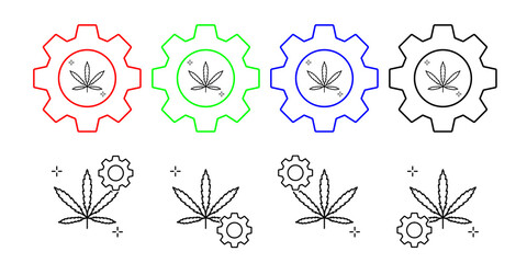 Sticker - Cannabis, addictions vector icon in gear set illustration for ui and ux, website or mobile application