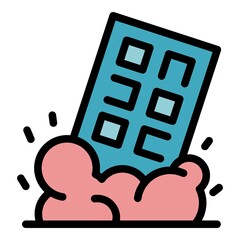 Poster - Demolition house icon. Outline demolition house vector icon color flat isolated