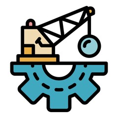 Poster - Demolition crane icon. Outline demolition crane vector icon color flat isolated