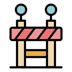 Poster - Road barrier icon. Outline road barrier vector icon color flat isolated