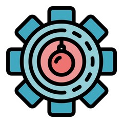 Poster - Gear demolition icon. Outline gear demolition vector icon color flat isolated