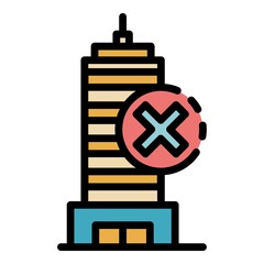 Poster - building under demolition icon. outline building under demolition vector icon color flat isolated