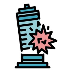 Poster - Demolition wrecking building icon. Outline demolition wrecking building vector icon color flat isolated