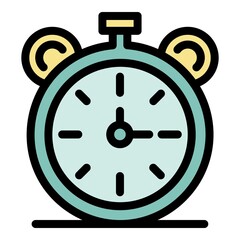 Poster - Alarm clock icon. Outline alarm clock vector icon color flat isolated