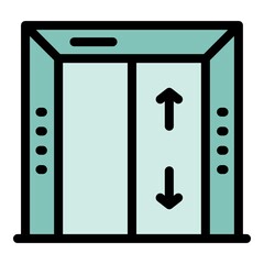 Poster - hotel elevator icon. outline hotel elevator vector icon color flat isolated