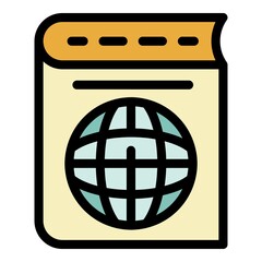 Poster - Passport book icon. Outline passport book vector icon color flat isolated