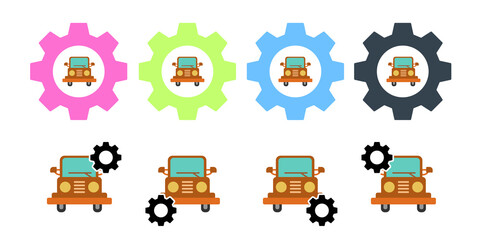 Poster - Car, automobile vector icon in gear set illustration for ui and ux, website or mobile application