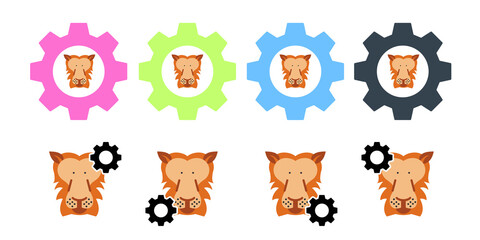 Poster - Lion, animal, wildlife vector icon in gear set illustration for ui and ux, website or mobile application