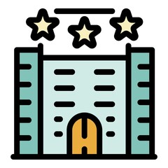 Poster - three stars hotel icon. outline three stars hotel vector icon color flat isolated