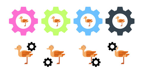 Poster - Ostrich, bird, animal vector icon in gear set illustration for ui and ux, website or mobile application