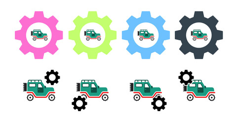 Poster - Car, automobile vector icon in gear set illustration for ui and ux, website or mobile application