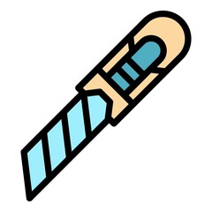Poster - Cutter blade icon. Outline cutter blade vector icon color flat isolated