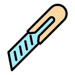 Poster - Cutter object icon. Outline cutter object vector icon color flat isolated