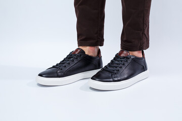 Men's comfortable shoes with natural material, men's sneakers in the style of casual for every day made with natural leather