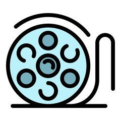 Poster - Film reel icon. Outline film reel vector icon color flat isolated