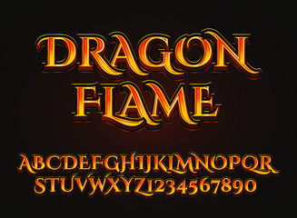 Fototapete - fantasy gold dragon flame text effect