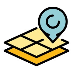 Poster - landscape designer gps pin icon. outline landscape designer gps pin vector icon color flat isolated