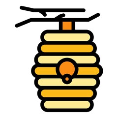 Poster - tree bee hive icon. outline tree bee hive vector icon color flat isolated
